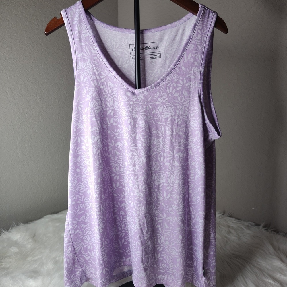 Eddie Bauer Sleepwear Tank Top Women's Large Floral V-Neck Sleeveless Loungewear